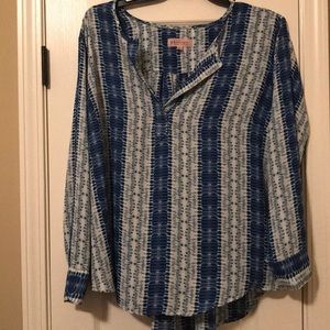 Philosophy blue and white dress blouse SZ 3X